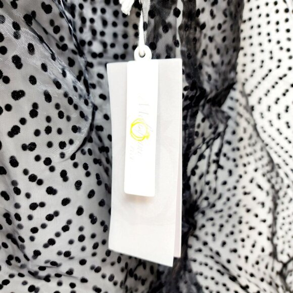 Sheer Black Polka Dot Long Sleeve Blouse With Ruffle Detail Size M - Picture 6 of 9
